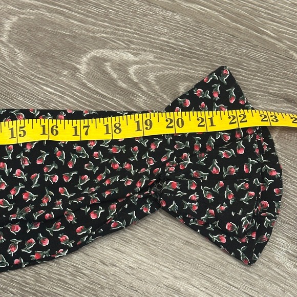 VTG 80s Lanz Originals Ditsy Floral Shirred Midi Dress Black Pink Chintz Cottage - Picture 13 of 13